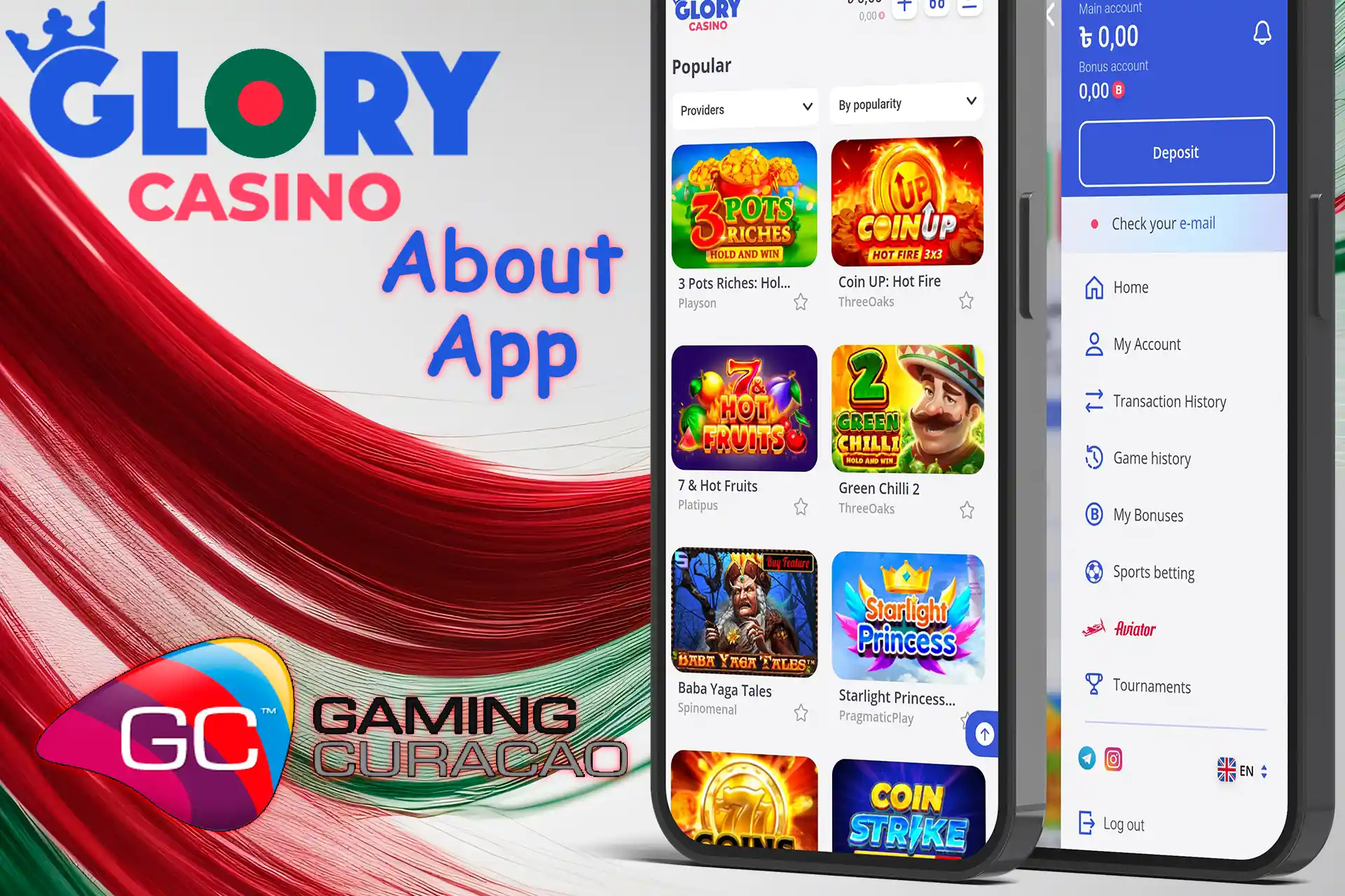 Mobile application for sports betting and casino fans