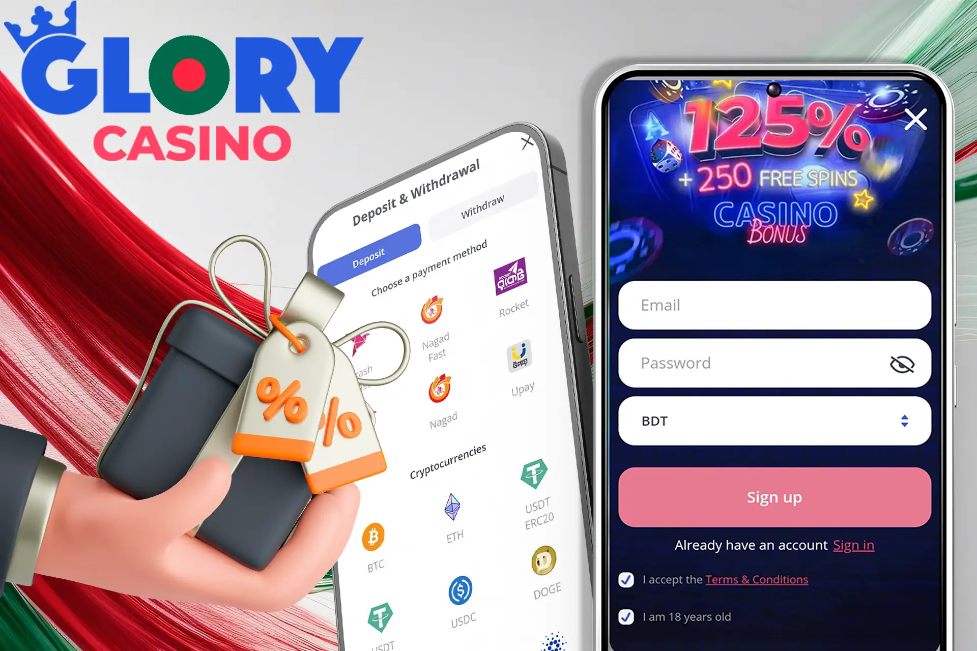 Register, make a deposit and receive a welcome bonus at casino