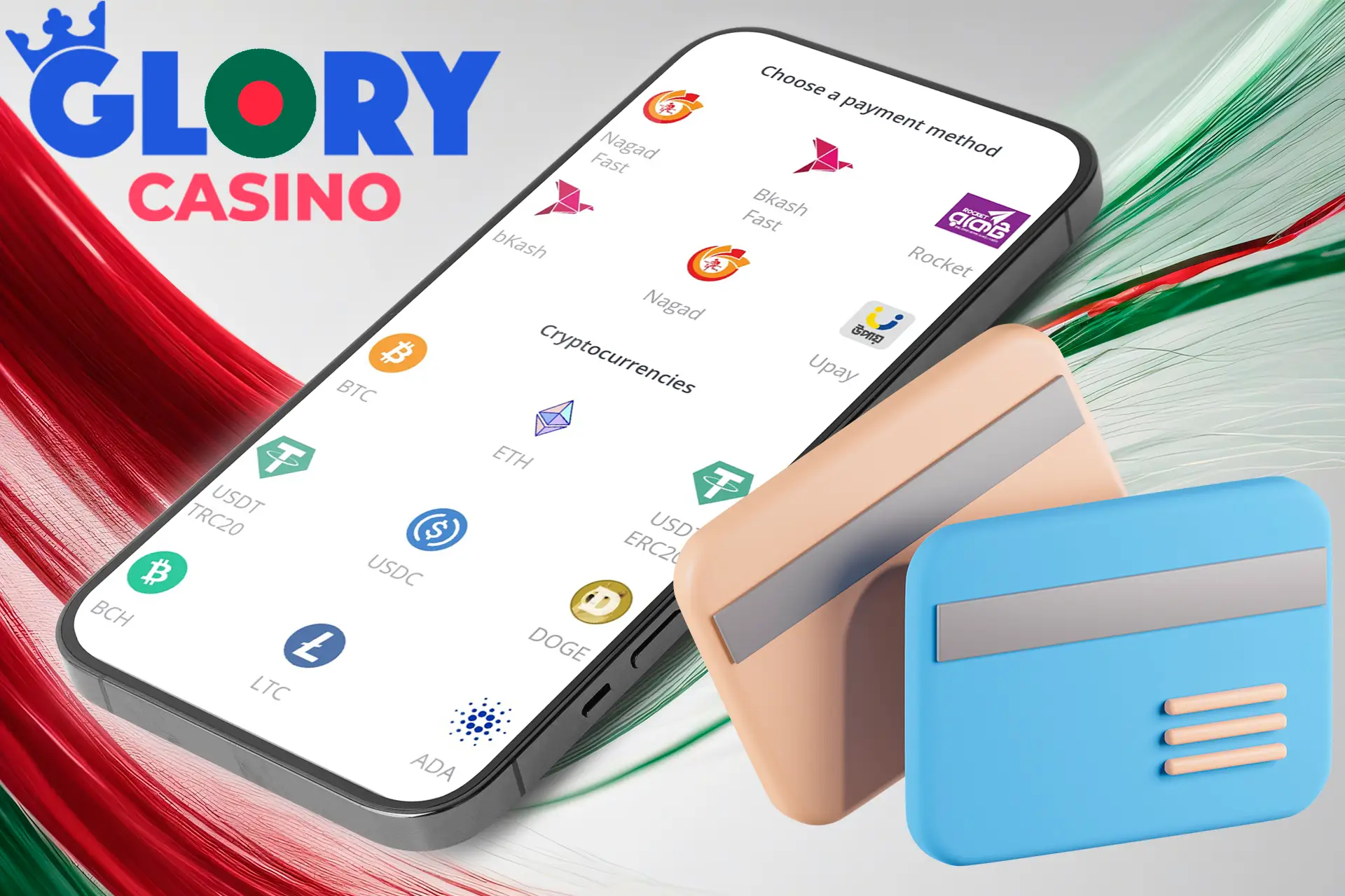 Many payment methods at Glory Casino Bangladesh